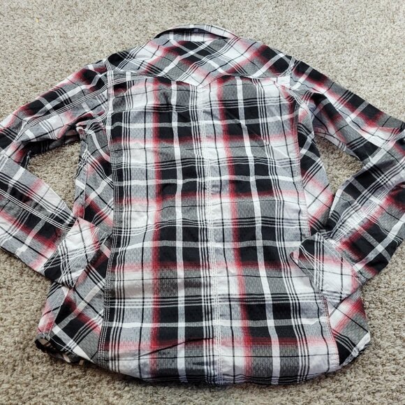 BKE Pearl Snap Shirt Mens Medium Multicolor Plaid Long Sleeve Standard Fit - Picture 6 of 7